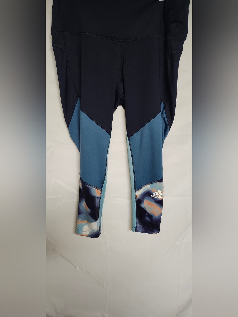 adidas Black & Teal Womens Performance Leggings with Patterned Cuffs